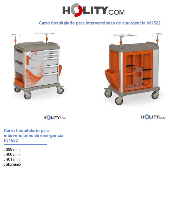 Carro hospitalario para intervenciones de emergencia h31522
