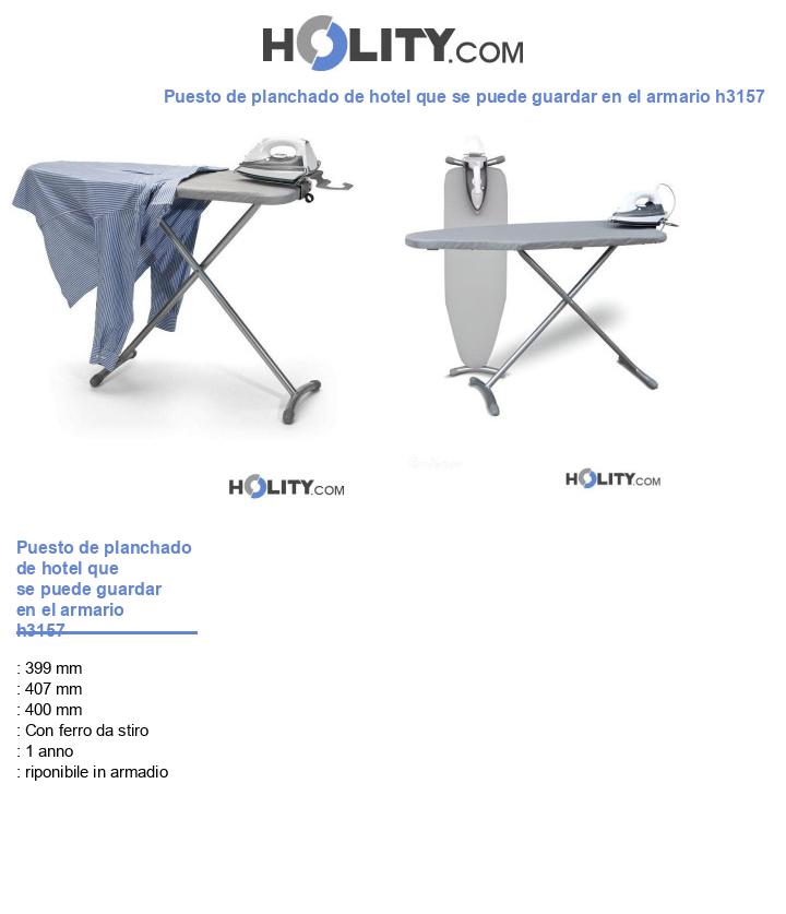 Puesto de planchado de hotel que se puede guardar en el armario h3157