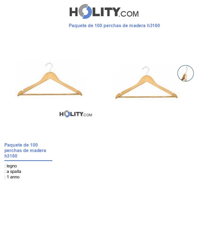 Paquete de 100 perchas de madera h3160