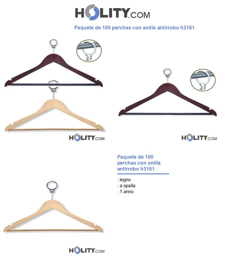Paquete de 100 perchas con anilla antirrobo h3161
