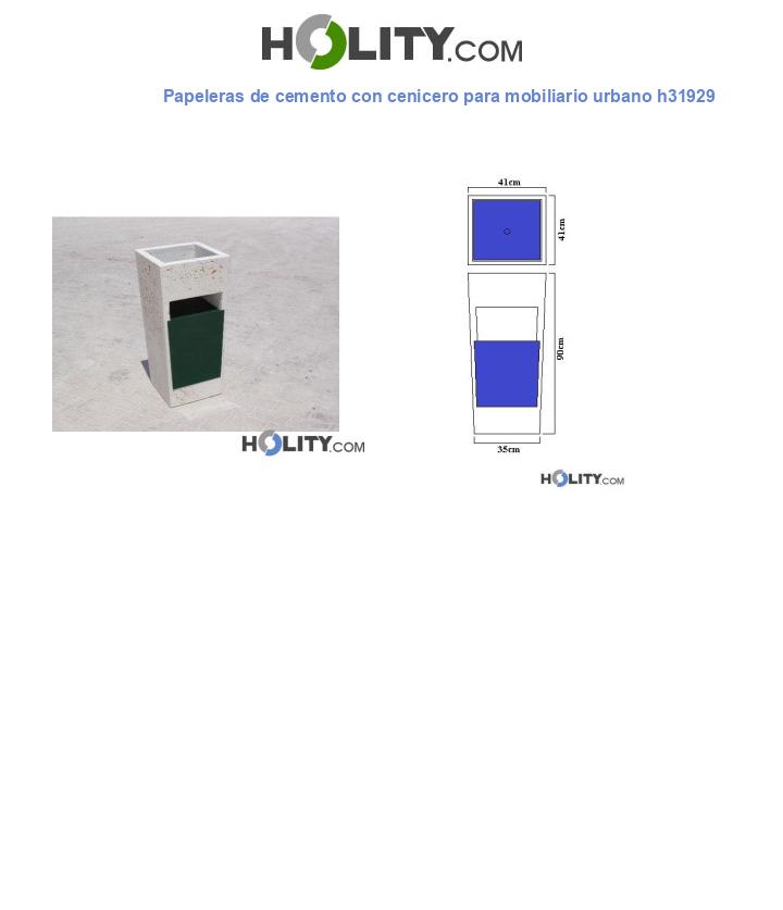 Papeleras de cemento con cenicero para mobiliario urbano h31929