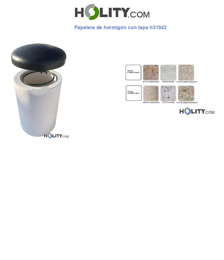 Papelera de hormigón con tapa h31942
