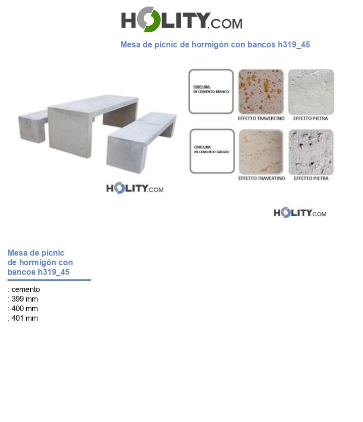 Mesa de picnic de hormigón con bancos h319_45