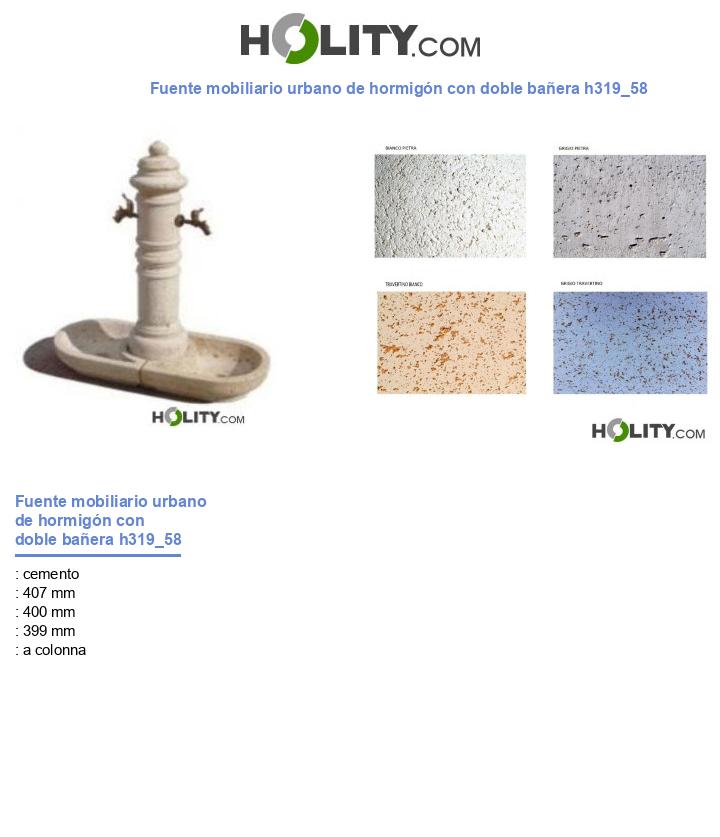 Fuente mobiliario urbano de hormigón con doble bañera h319_58