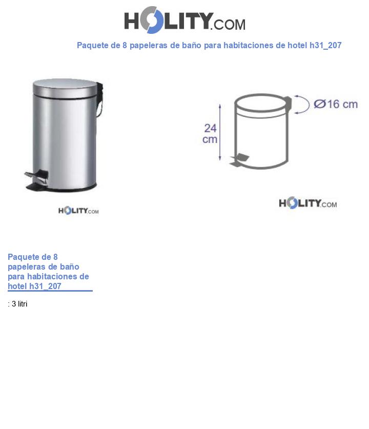 Paquete de 8 papeleras de baño para habitaciones de hotel h31_207