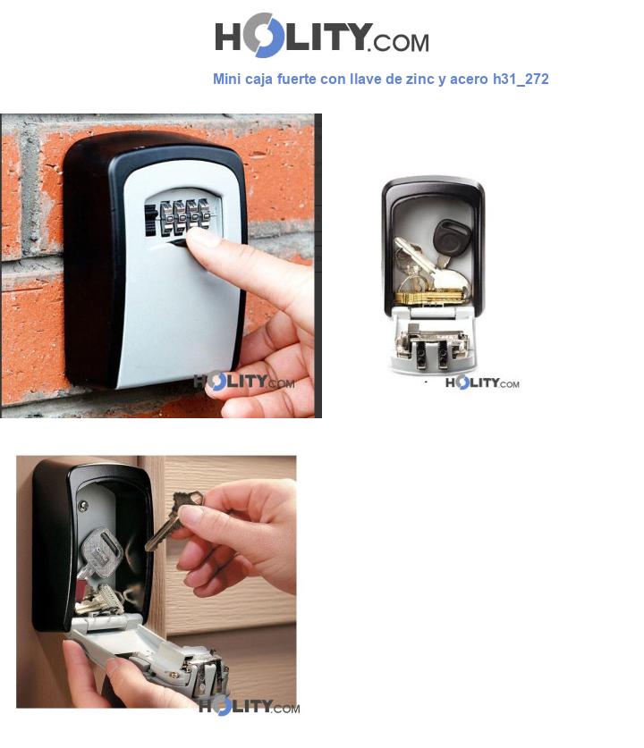 Mini caja fuerte con llave de zinc y acero h31_272