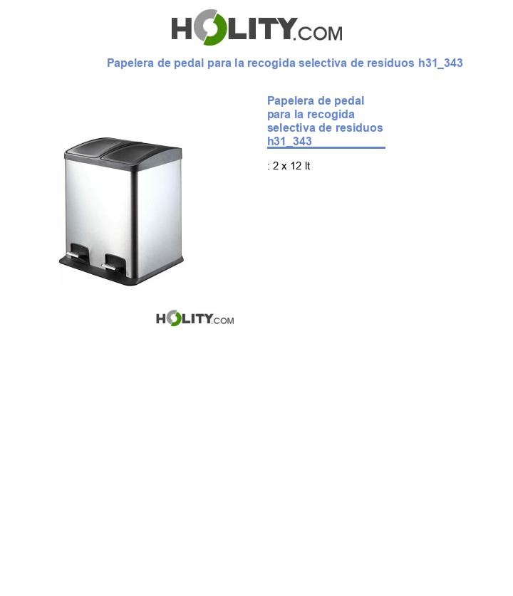 Papelera de pedal para la recogida selectiva de residuos h31_343