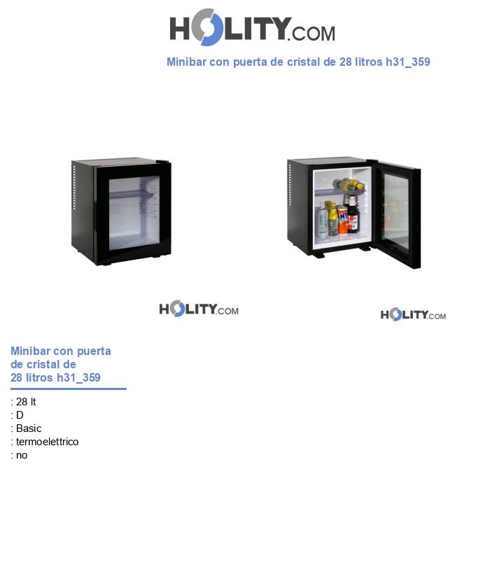 Minibar con puerta de cristal de 28 litros h31_359