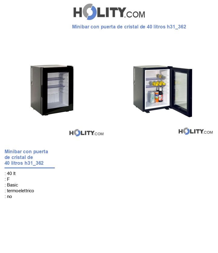 Minibar con puerta de cristal de 40 litros h31_362