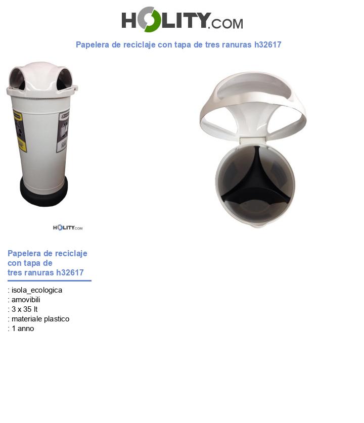 Papelera de reciclaje con tapa de tres ranuras h32617
