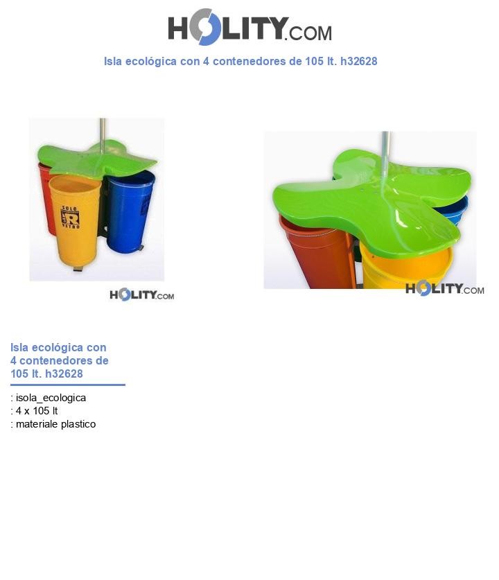 Isla ecológica con 4 contenedores de 105 lt. h32628