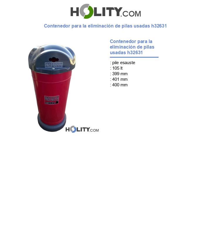 Contenedor para la eliminación de pilas usadas h32631