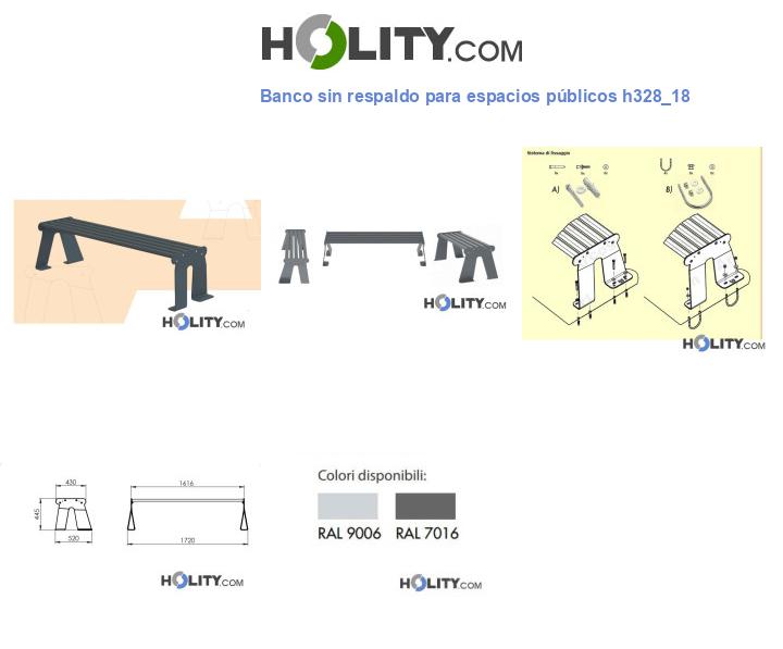 Banco sin respaldo para espacios públicos h328_18