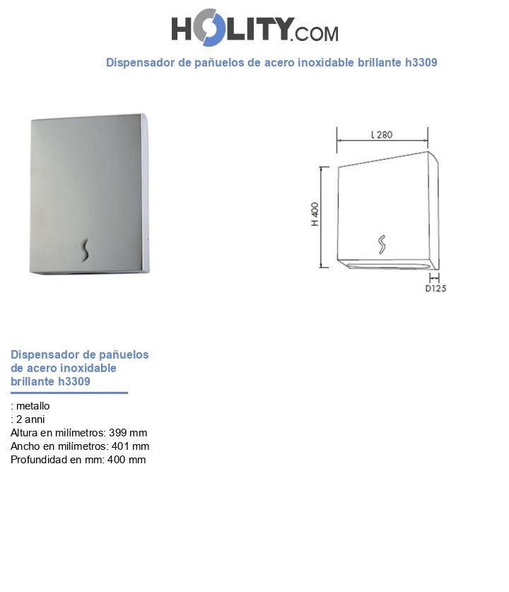 Dispensador de pañuelos de acero inoxidable brillante h3309