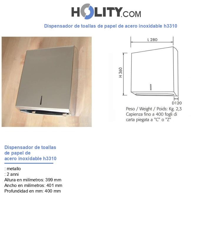 Dispensador de toallas de papel de acero inoxidable h3310