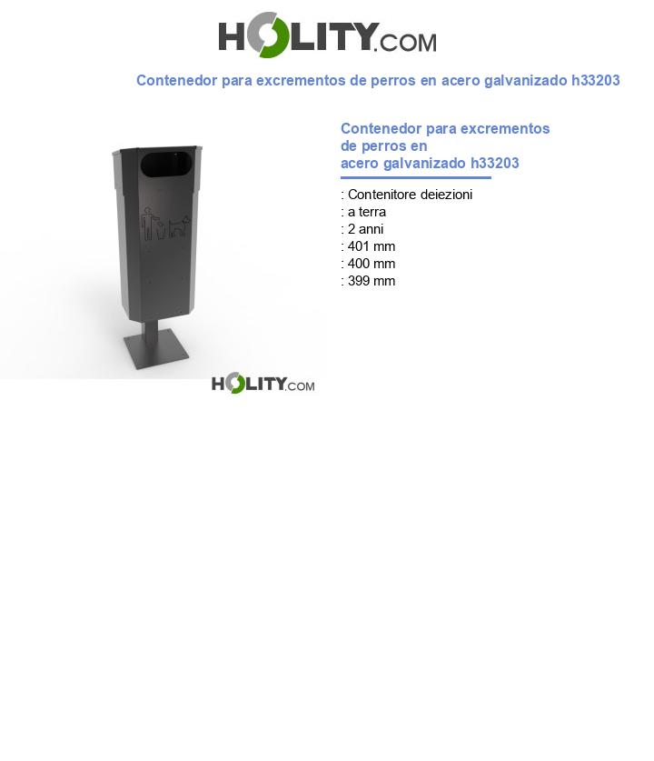 Contenedor para excrementos de perros en acero galvanizado h33203