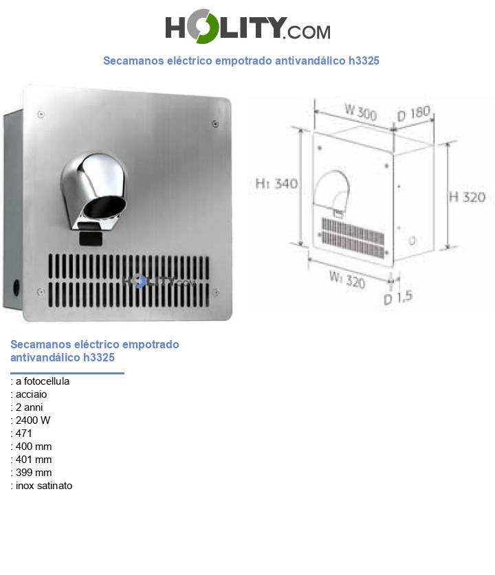 Secamanos eléctrico empotrado antivandálico h3325
