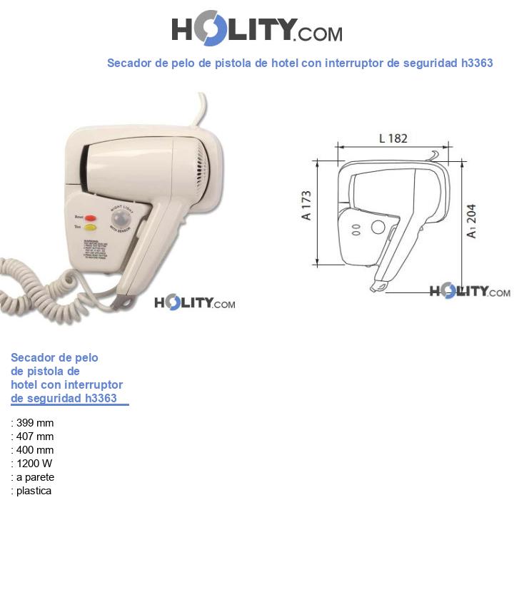 Secador de pelo de pistola de hotel con interruptor de seguridad h3363