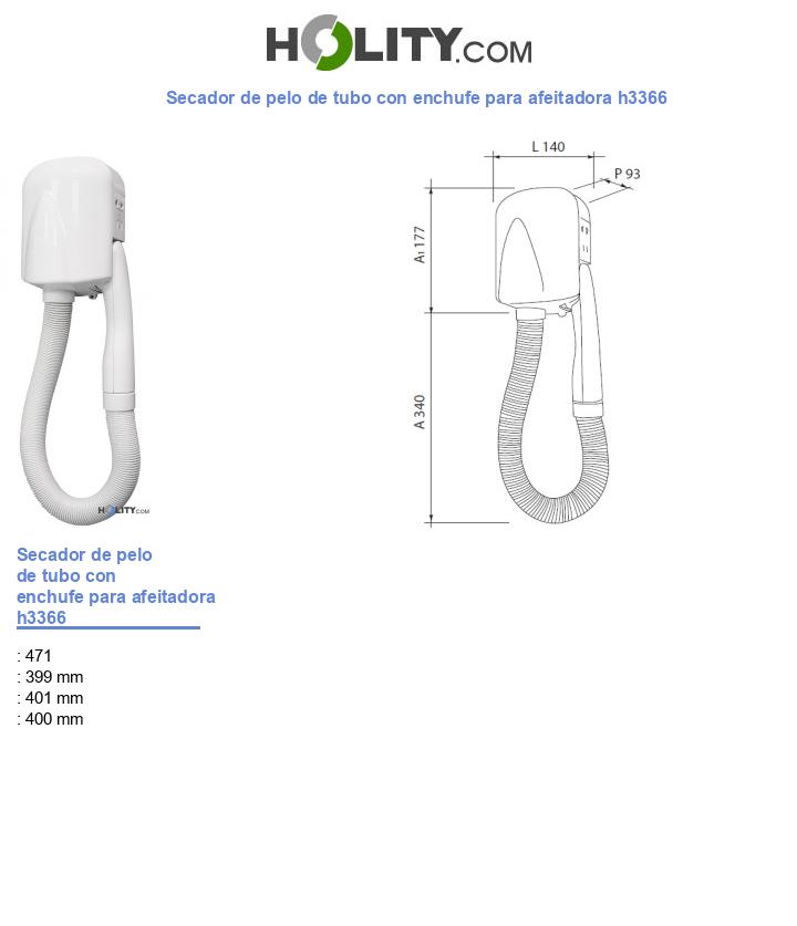 Secador de pelo de tubo con enchufe para afeitadora h3366