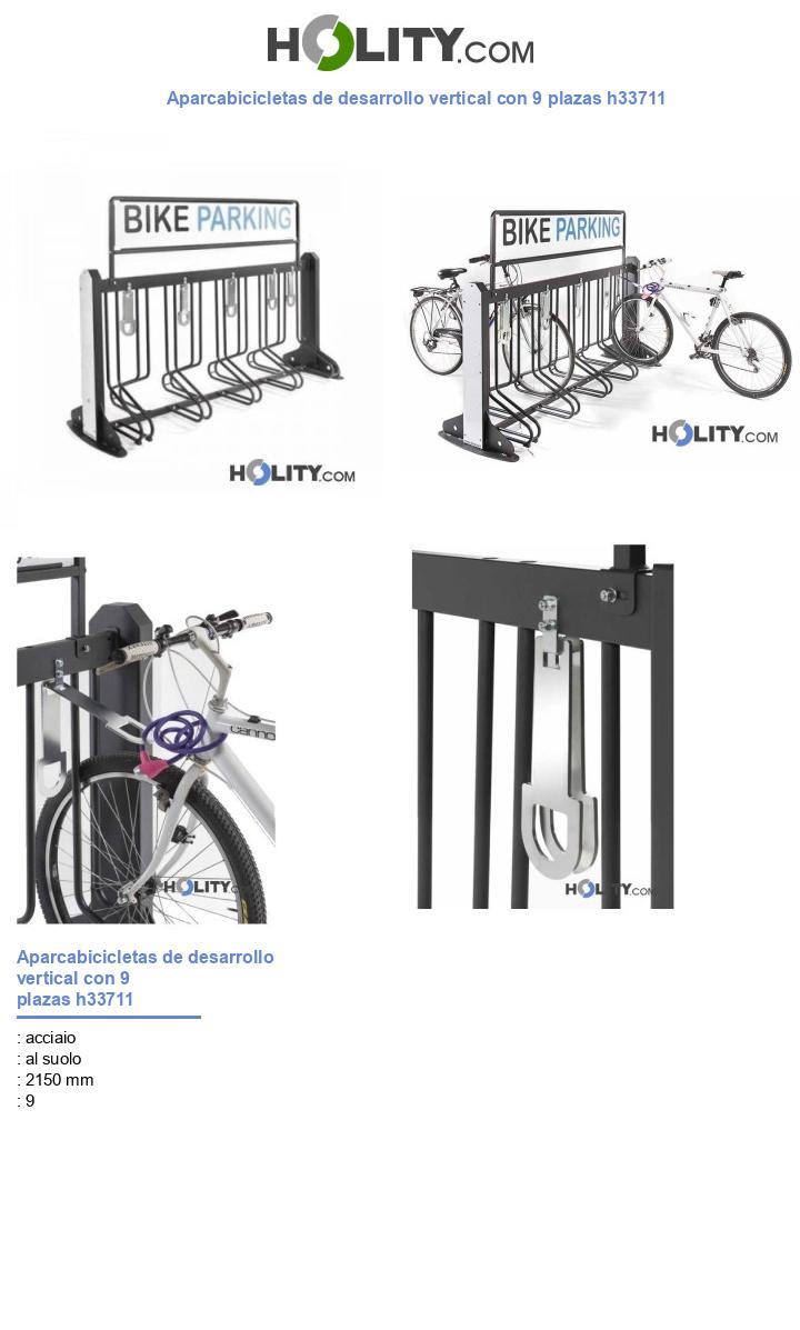 Aparcabicicletas de desarrollo vertical con 9 plazas h33711