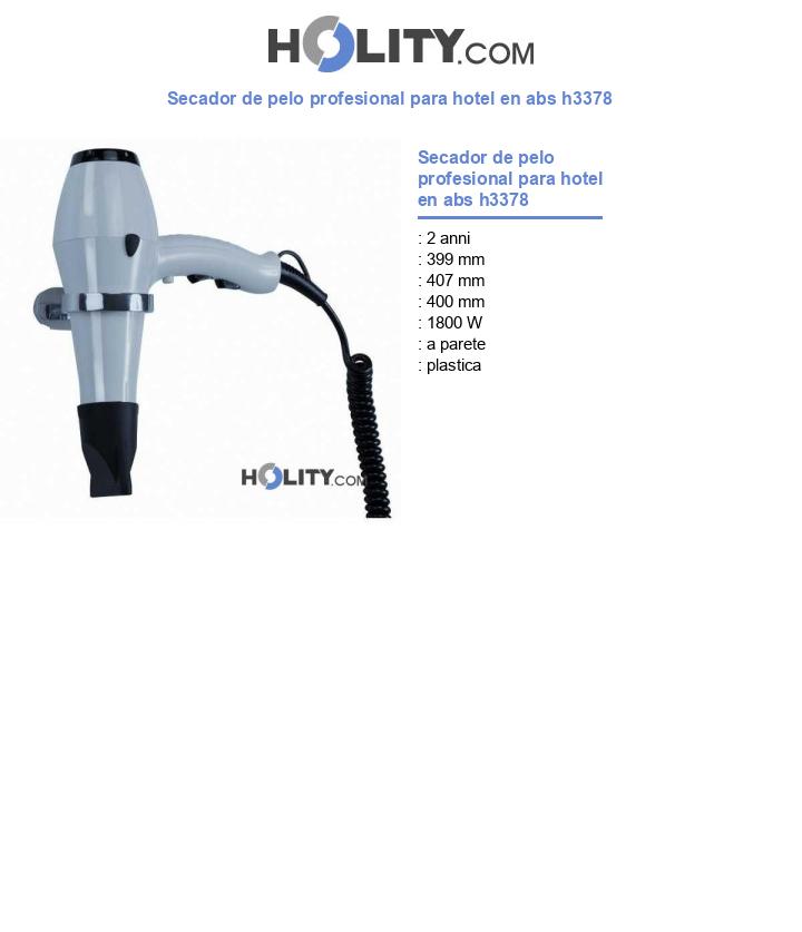 Secador de pelo profesional para hotel en abs h3378