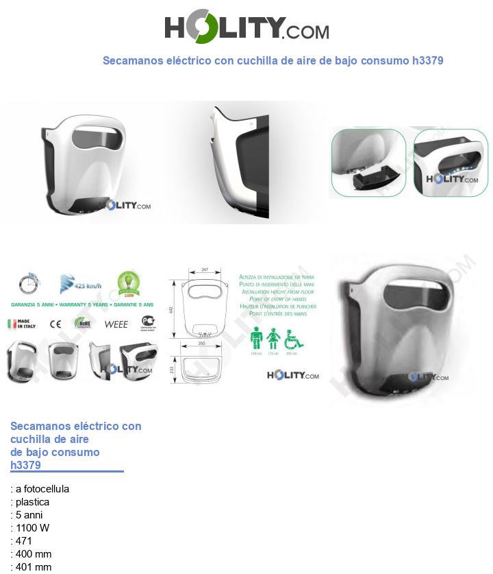 Secamanos eléctrico con cuchilla de aire de bajo consumo h3379