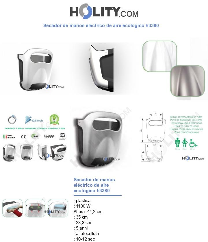 Secador de manos eléctrico de aire ecológico h3380