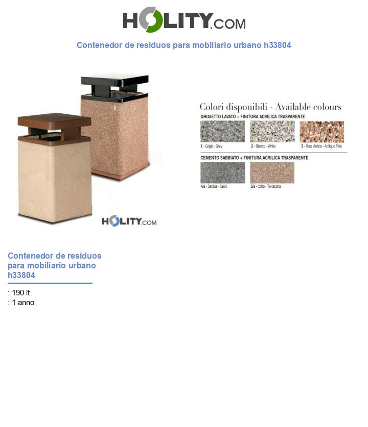 Contenedor de residuos para mobiliario urbano h33804