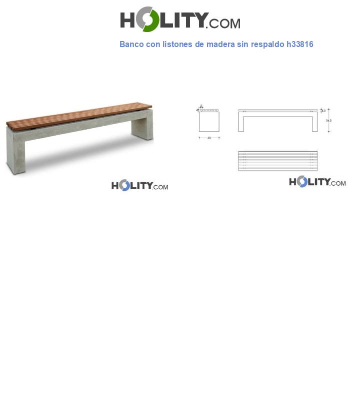 Banco con listones de madera sin respaldo h33816