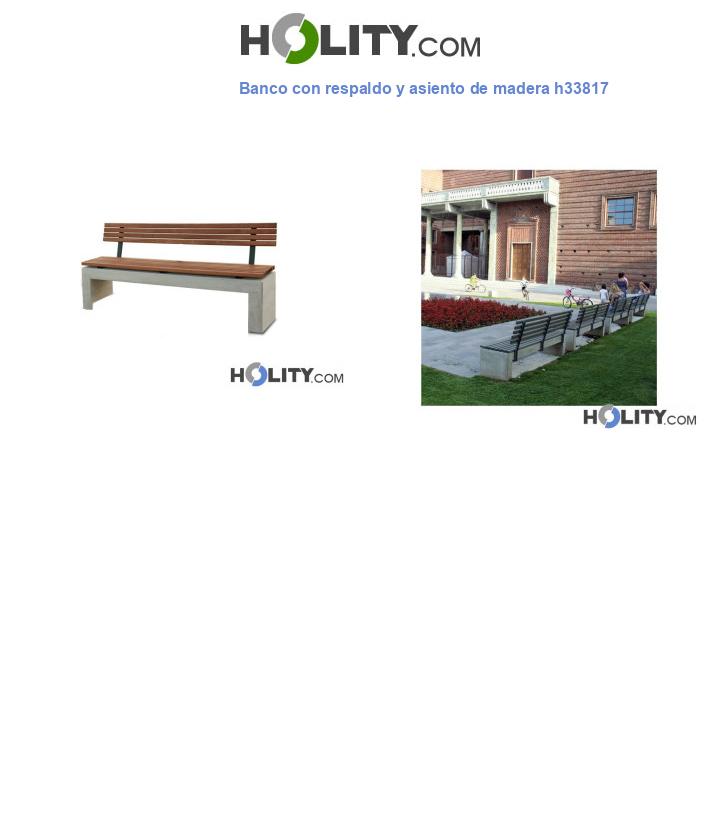 Banco con respaldo y asiento de madera h33817