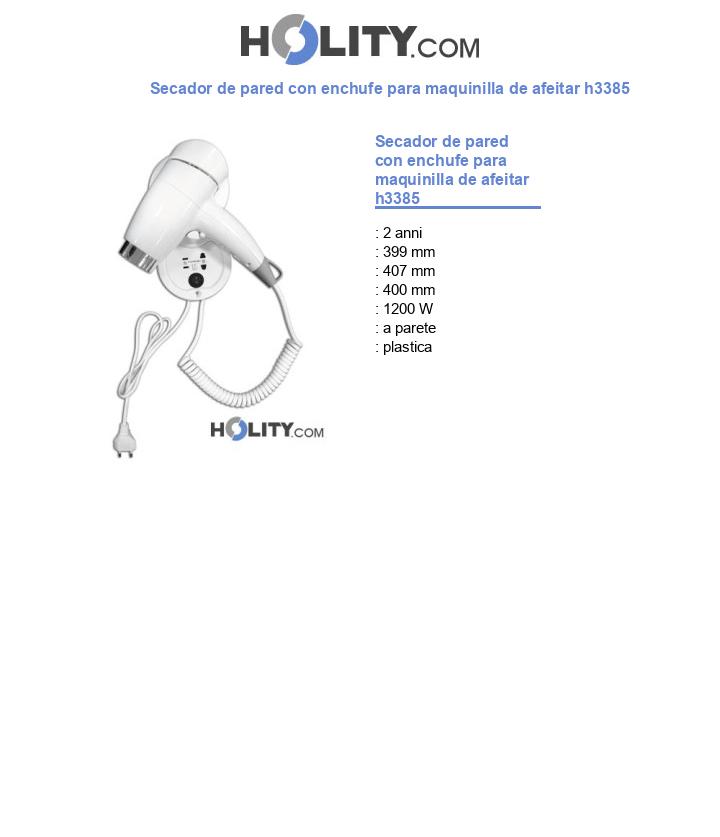 Secador de pared con enchufe para maquinilla de afeitar h3385