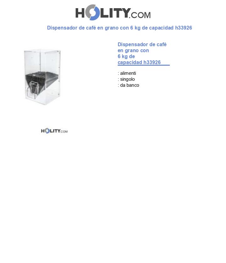 Dispensador de café en grano con 6 kg de capacidad h33926