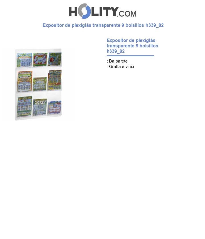 Expositor de plexiglás transparente 9 bolsillos h339_82