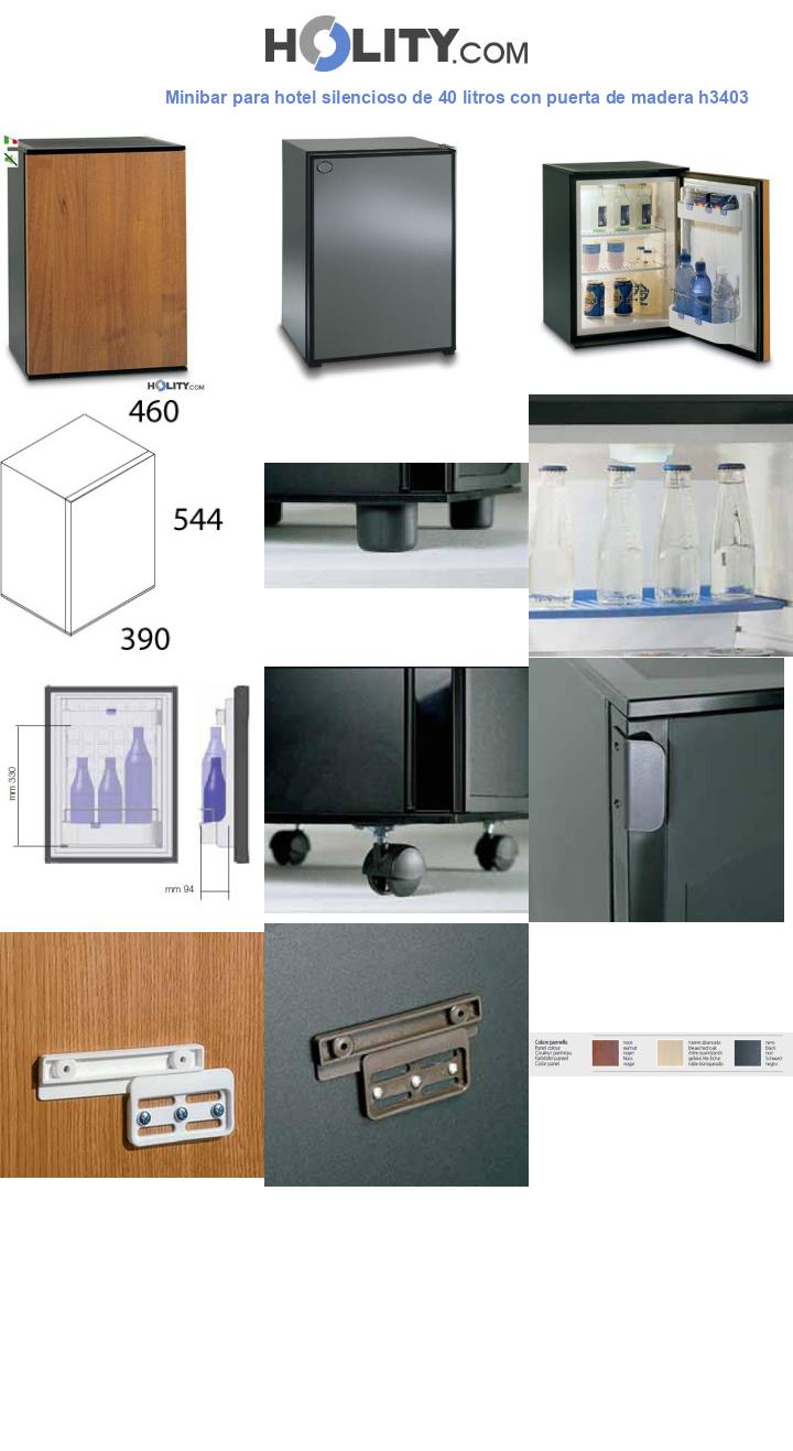 Minibar para hotel silencioso de 40 litros con puerta de madera h3403