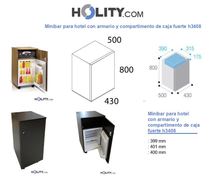 Minibar para hotel con armario y compartimento de caja fuerte h3408