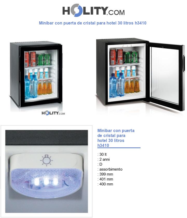 Minibar con puerta de cristal para hotel 30 litros h3410