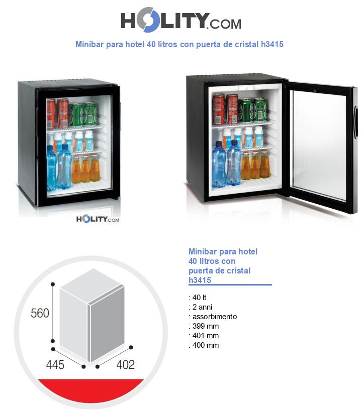 Minibar para hotel 40 litros con puerta de cristal h3415