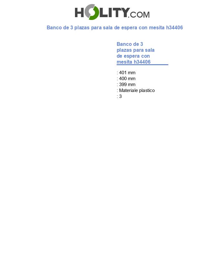 Banco de 3 plazas para sala de espera con mesita h34406