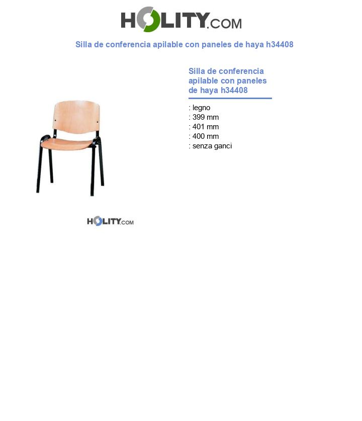 Silla de conferencia apilable con paneles de haya h34408