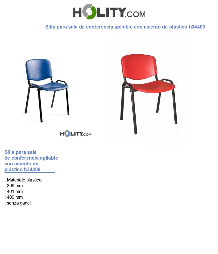 Silla para sala de conferencia apilable con asiento de plástico h34409