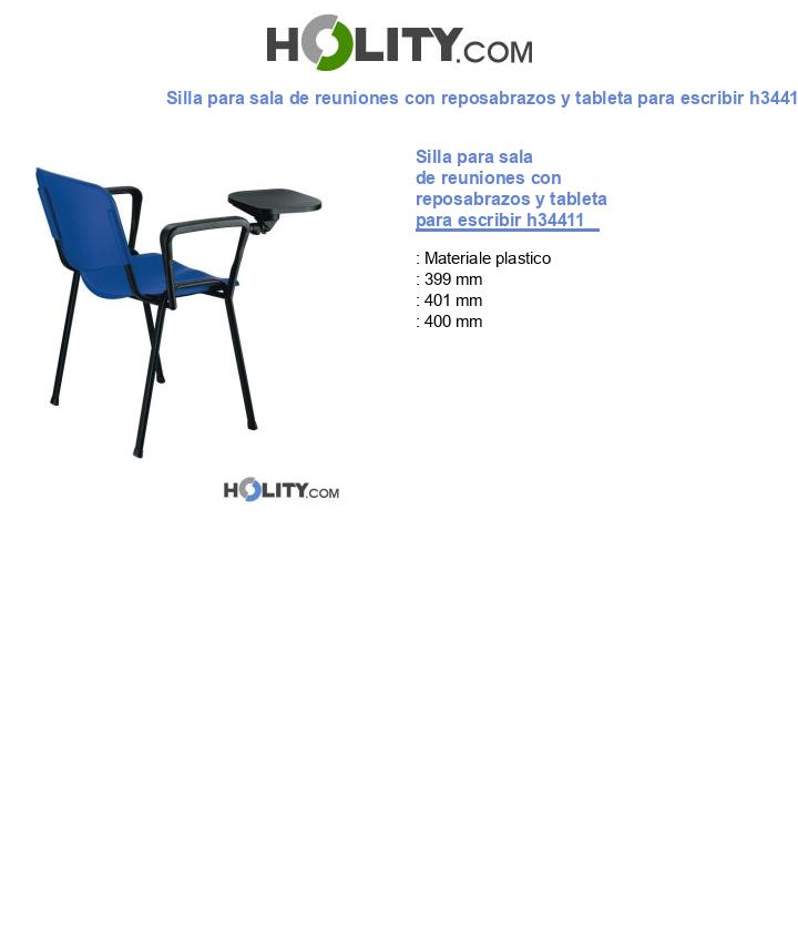 Silla para sala de reuniones con reposabrazos y tableta para escribir h34411