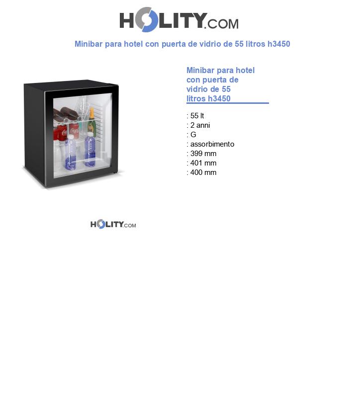 Minibar para hotel con puerta de vidrio de 55 litros h3450