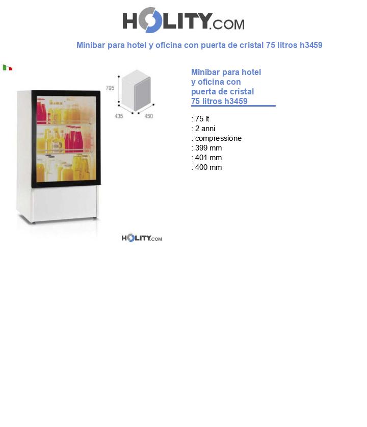 Minibar para hotel y oficina con puerta de cristal 75 litros h3459