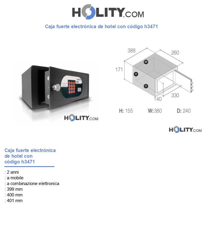 Caja fuerte electrónica de hotel con código h3471