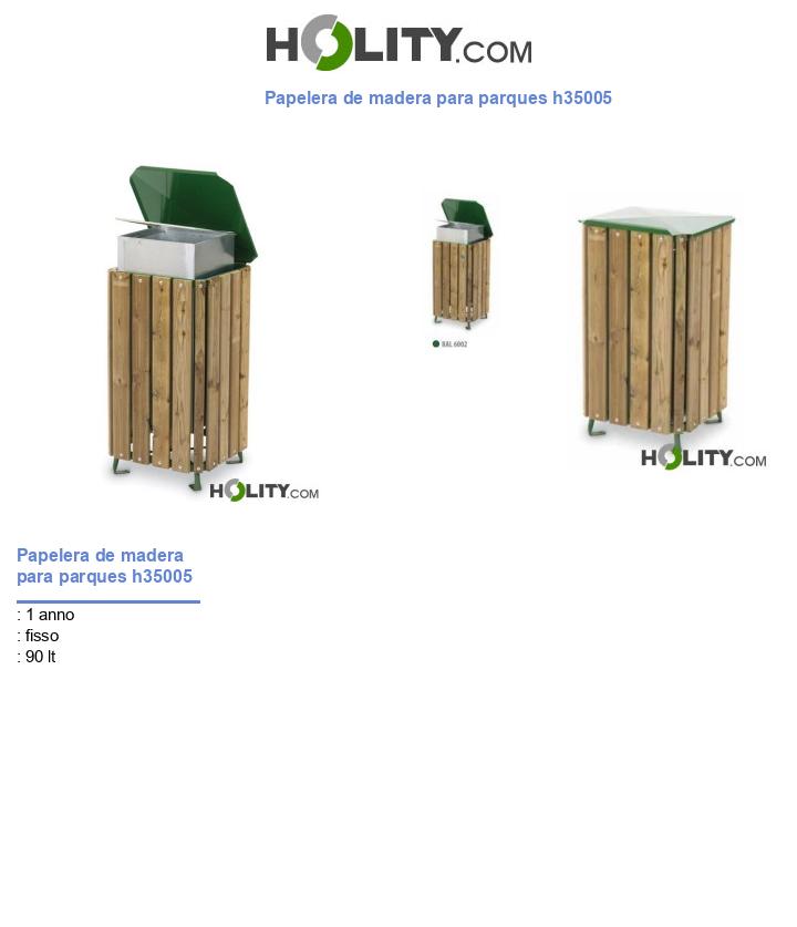 Papelera de madera para parques h35005