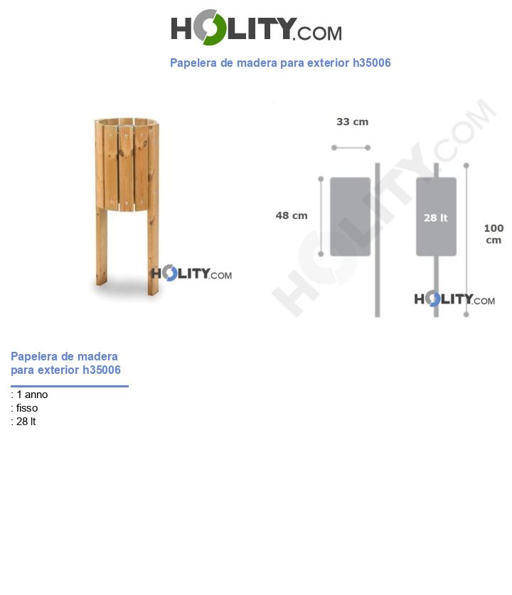 Papelera de madera para exterior h35006