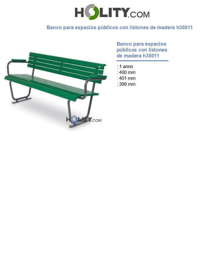 Banco para espacios públicos con listones de madera h35011