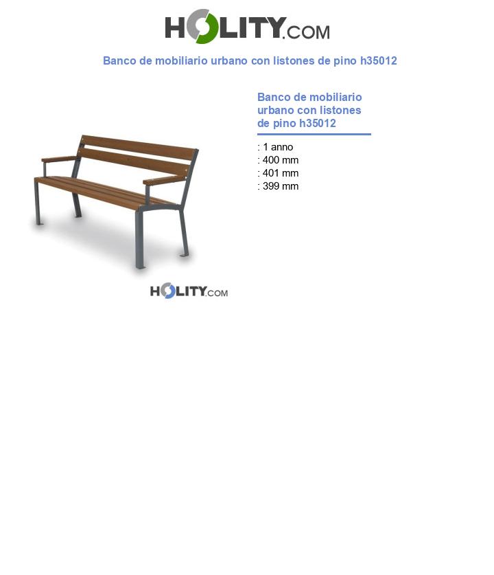 Banco de mobiliario urbano con listones de pino h35012