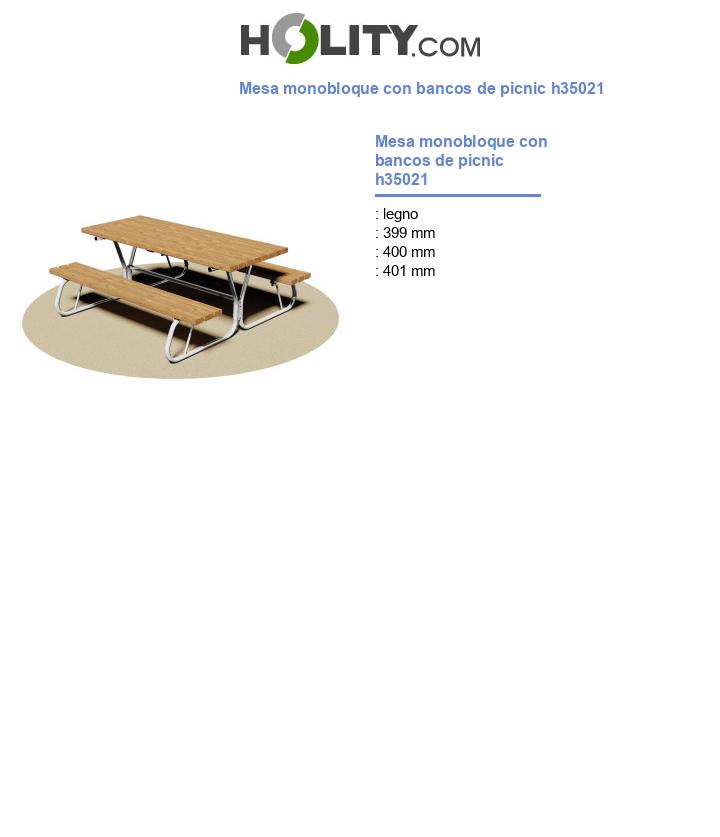 Mesa monobloque con bancos de picnic h35021
