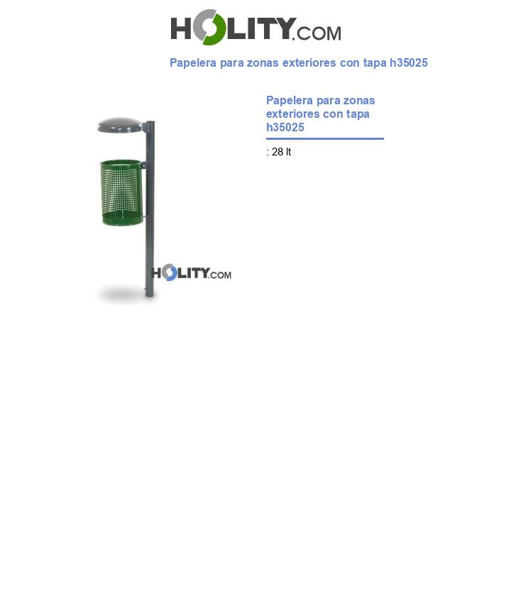 Papelera para zonas exteriores con tapa h35025